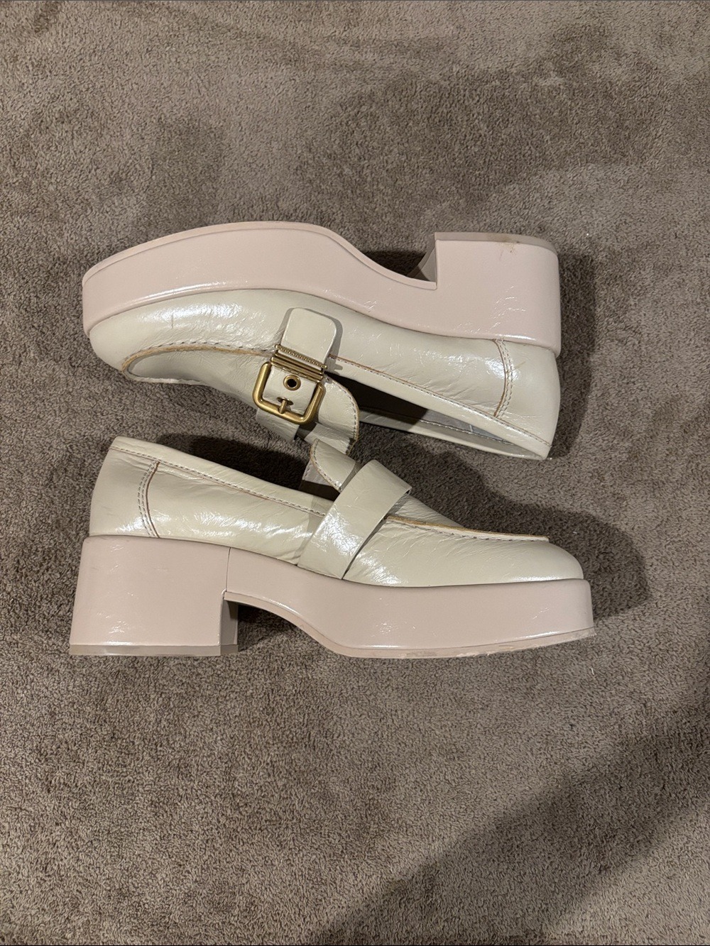 Women’s Cream Platform Loafer Heels - Picture 5 of 10